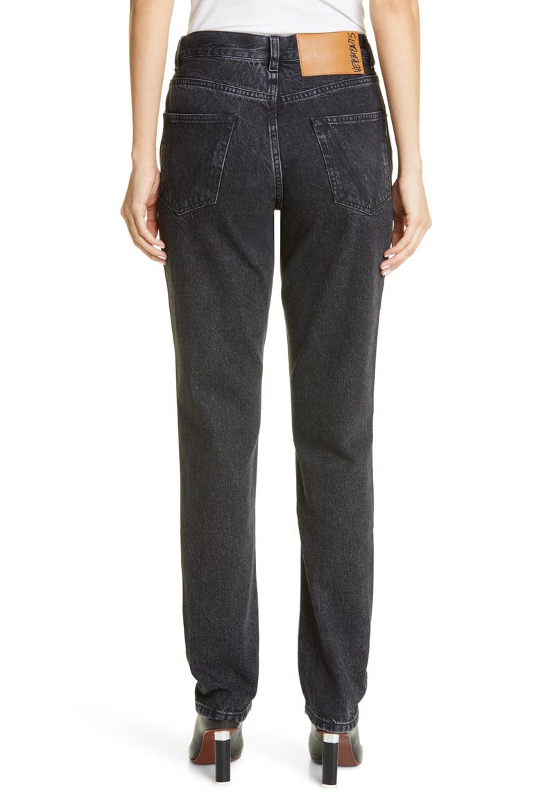 50-50 High Waist Slim Jeans, Alternate, color, LIGHT BLUE/ BLACK