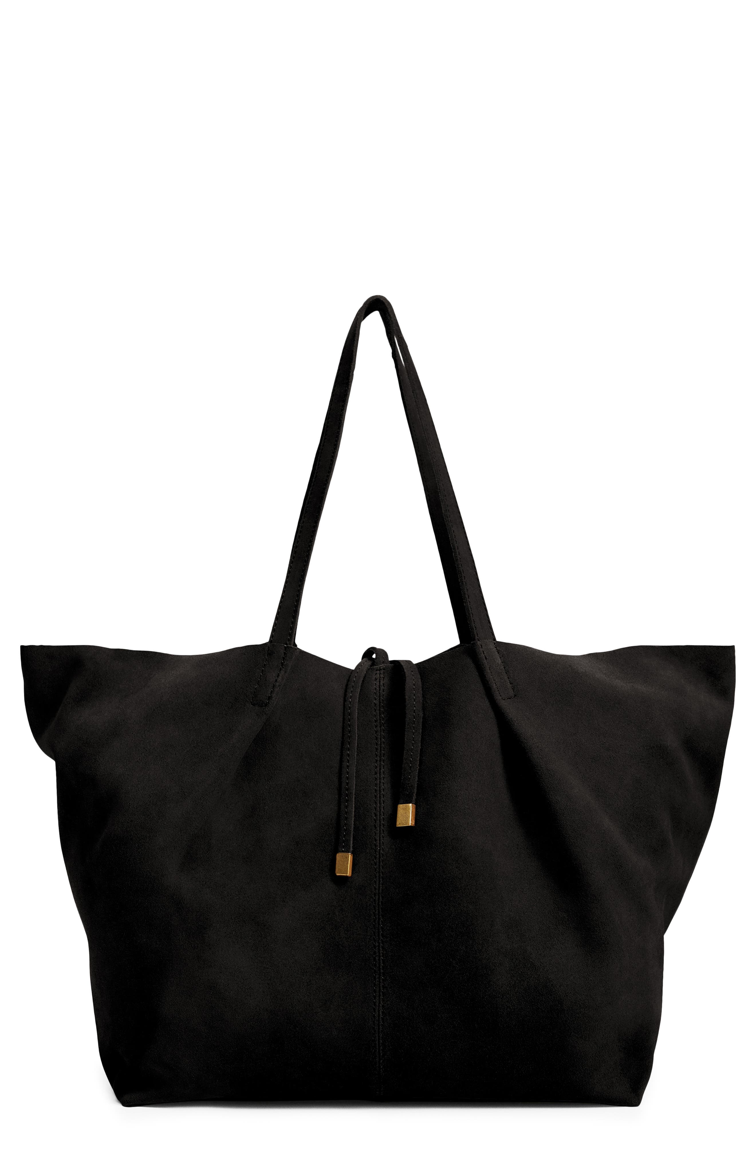 MANGO Leather Shopper, Main, color, 