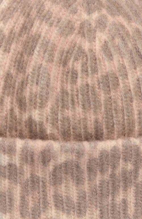 Ganni Women Wool Hat With Leopard Pattern In Brown