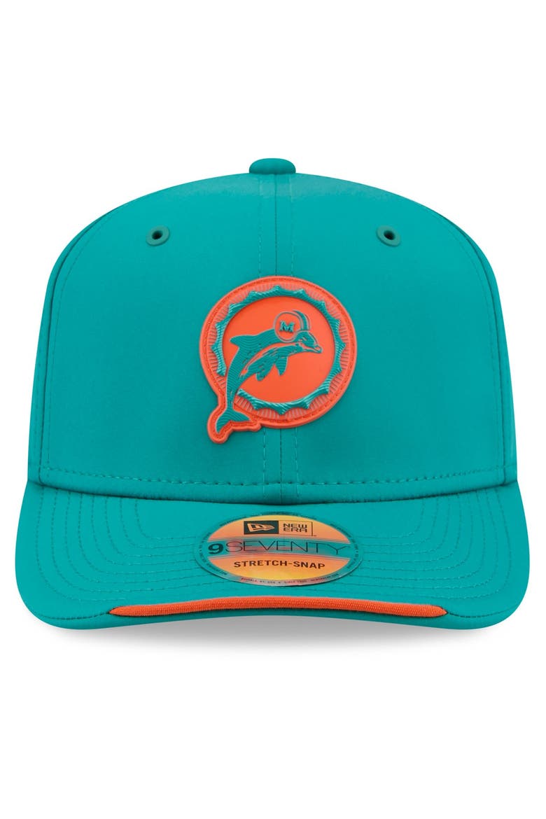 Men's New Era Aqua Miami Dolphins 2026 Sideline Throwback 9SEVENTY Adjustable Hat, Alternate, color, Aqua