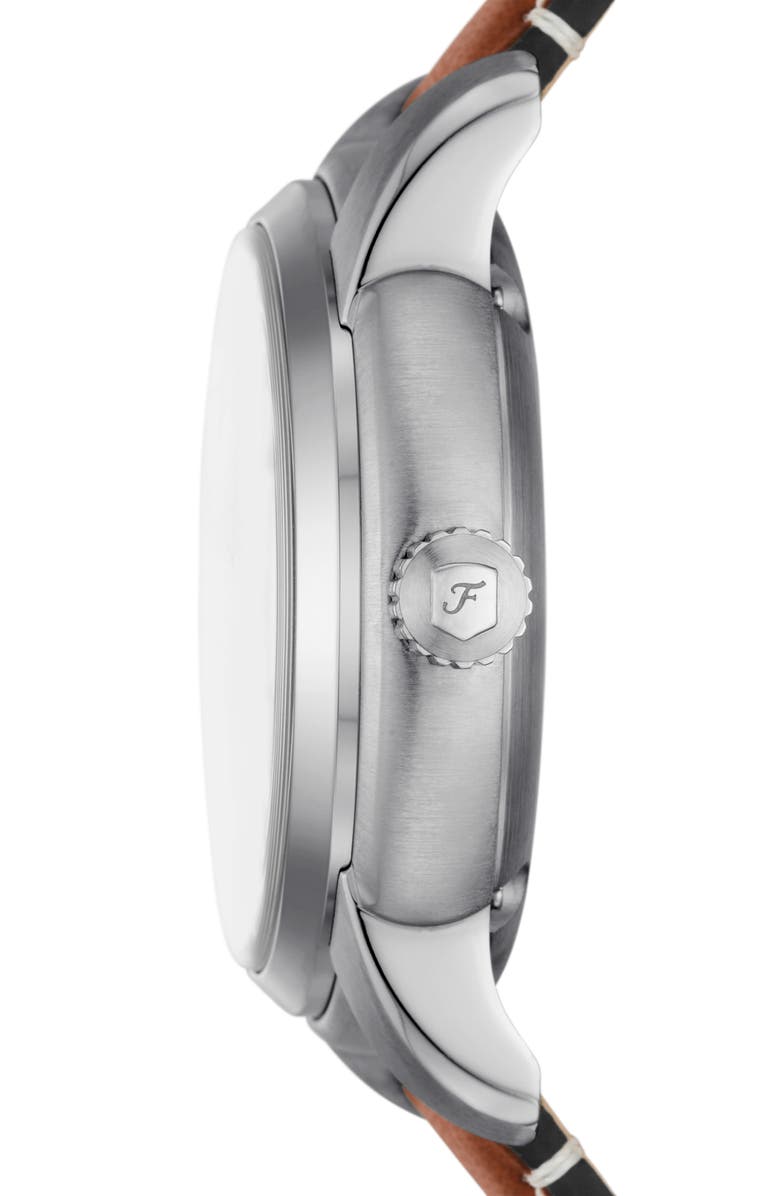 Fossil Heritage Automatic Leather Strap Watch, 43mm, Alternate, color, Brown