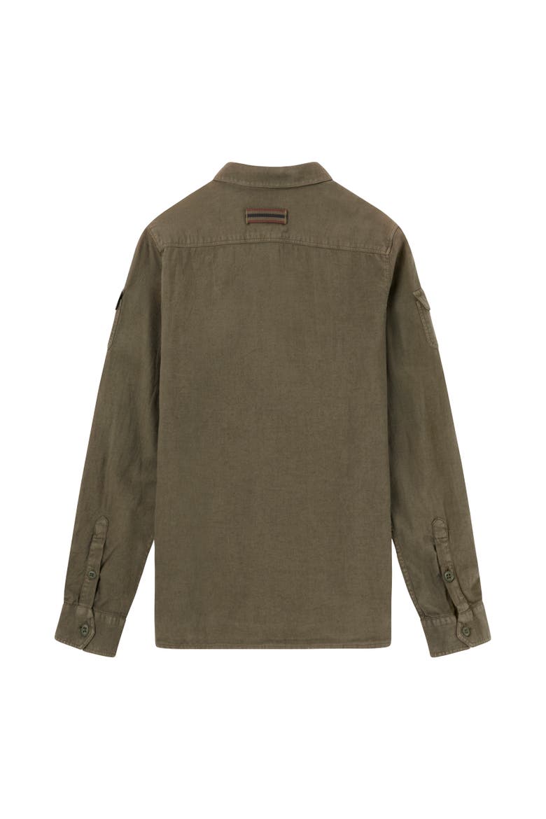 Traveller's Linen Shirt Womens, Alternate, color, Olive Ash