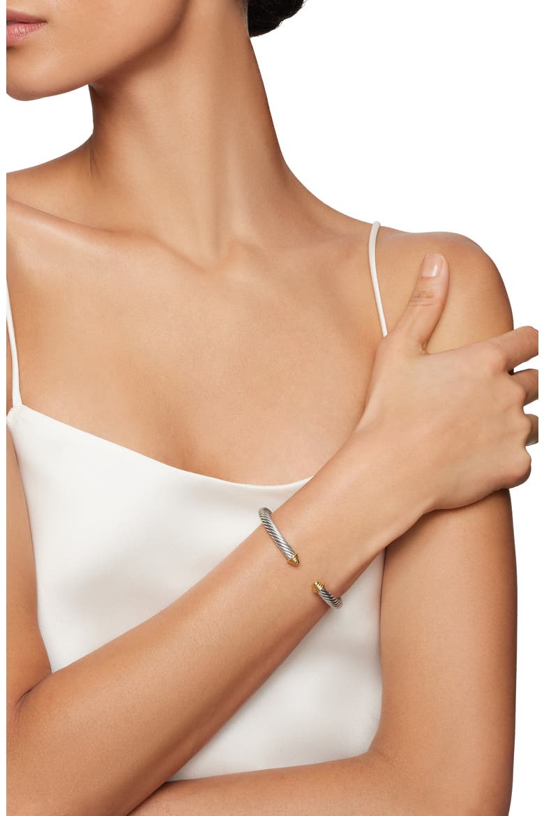 Classic Cable Bracelet in Sterling Silver with 14K Yellow Gold Domes, 5mm, Alternate, color, TWO TONE