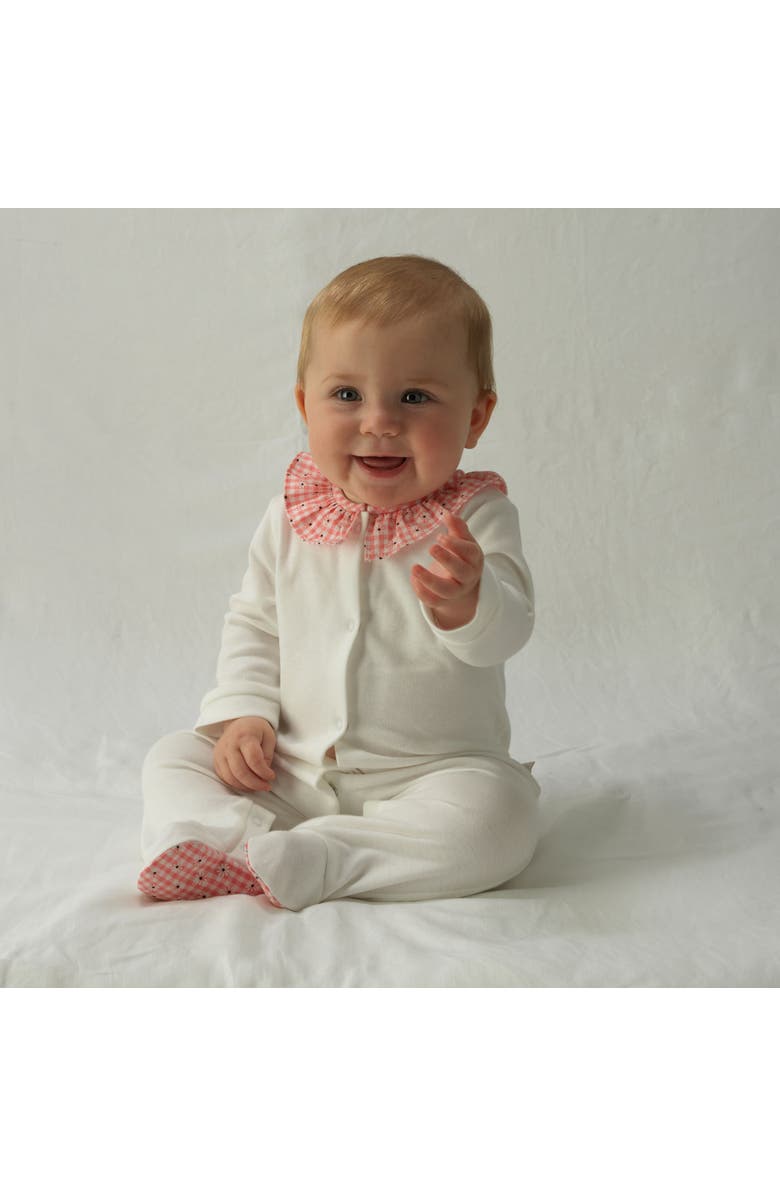 Rachel Riley Gingham Daisy Babygro, Alternate, color, Pink