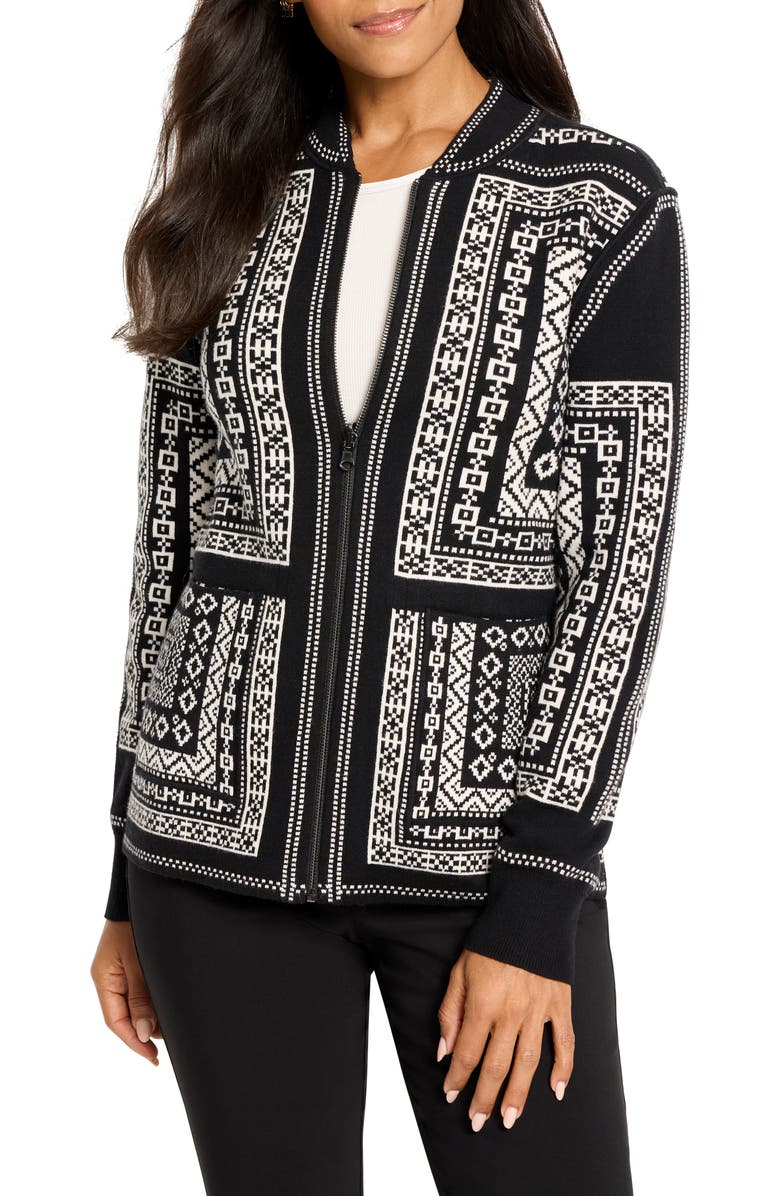 NIC+ZOE Nordic Nights Reversible Knit Jacket, Main, color, Black Multi