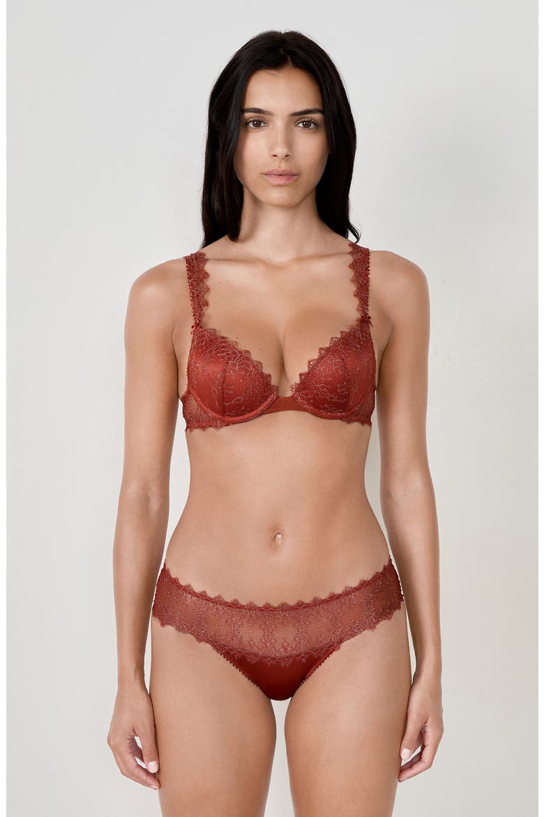 Allusion Metallic Underwire Bra, Alternate, color, BROWN