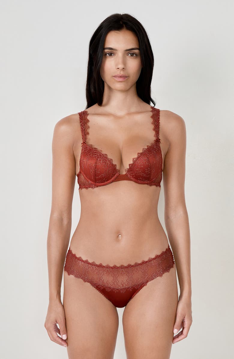 Etam Allusion Metallic Underwire Bra, Alternate, color, Brown