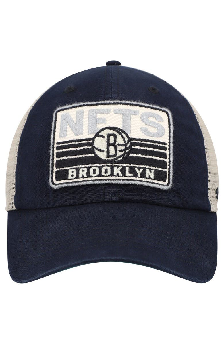 '47 Men's '47 Black/Natural Brooklyn Nets Four Stroke Clean Up Snapback Hat, Alternate, color, Black
