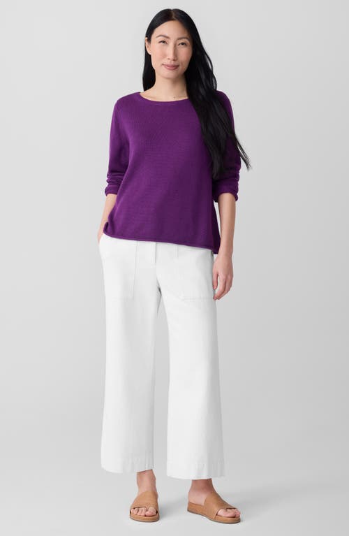 Eileen Fisher Bateau Neck Cotton Blend Sweater In Purple