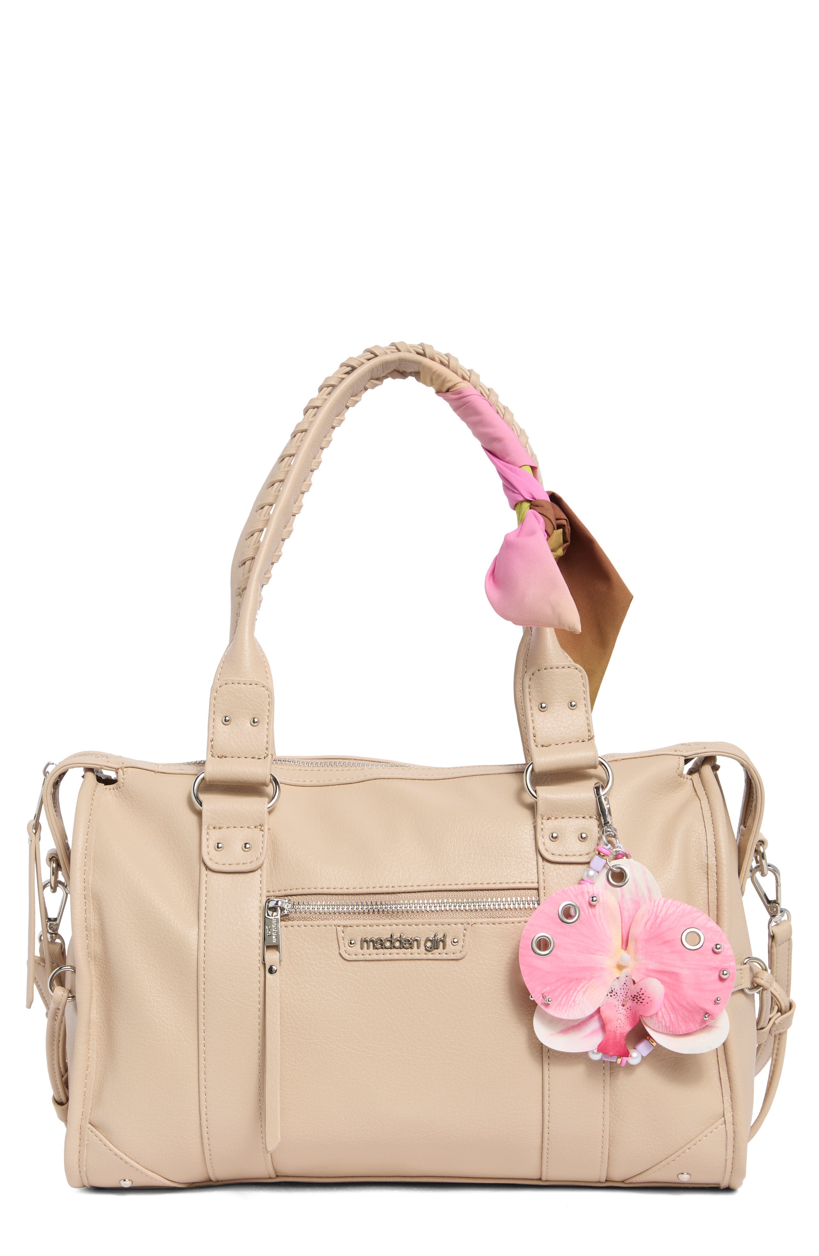 Charm Trim Bowler Bag, Main, color, TAUPE