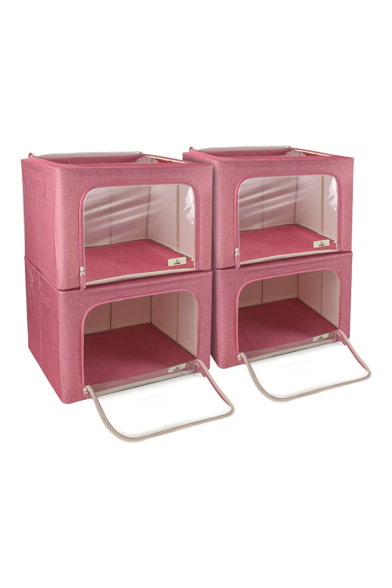 4-Pack Foldable Storage Boxes, Main, color, PINK