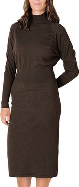 Hope & Henry Mock Neck Dolman Sleeve Sweater Dress
