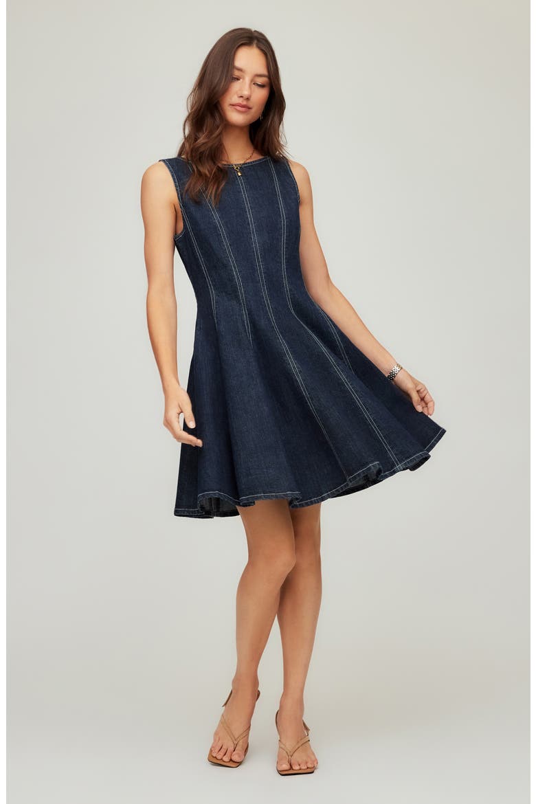Darla Fit & Flare Denim Minidress, Alternate, color, INDIGO