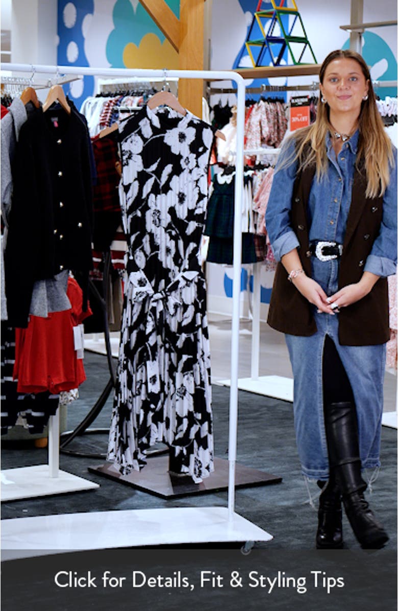 Floral Handkerchief Hem Pleated Midi Dress, sales video thumbnail