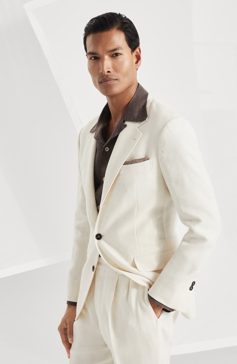 Brunello Cucinelli Diagonal twill unconstructed blazer, Alternate, color, 