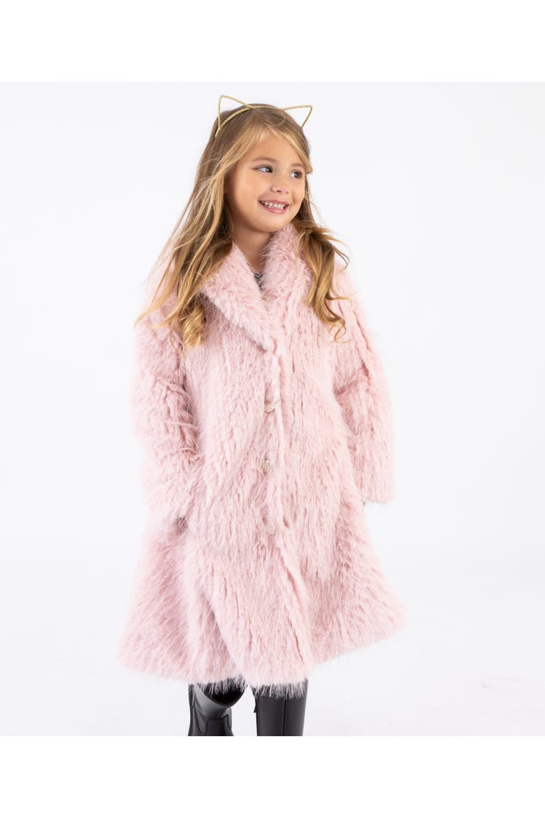 Faux Fur Shawl Flounce Coat, Alternate, color, Berry Rain Shag