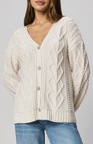 Splendid Harlow Hearts Rhinestone Cable Stitch Cardigan