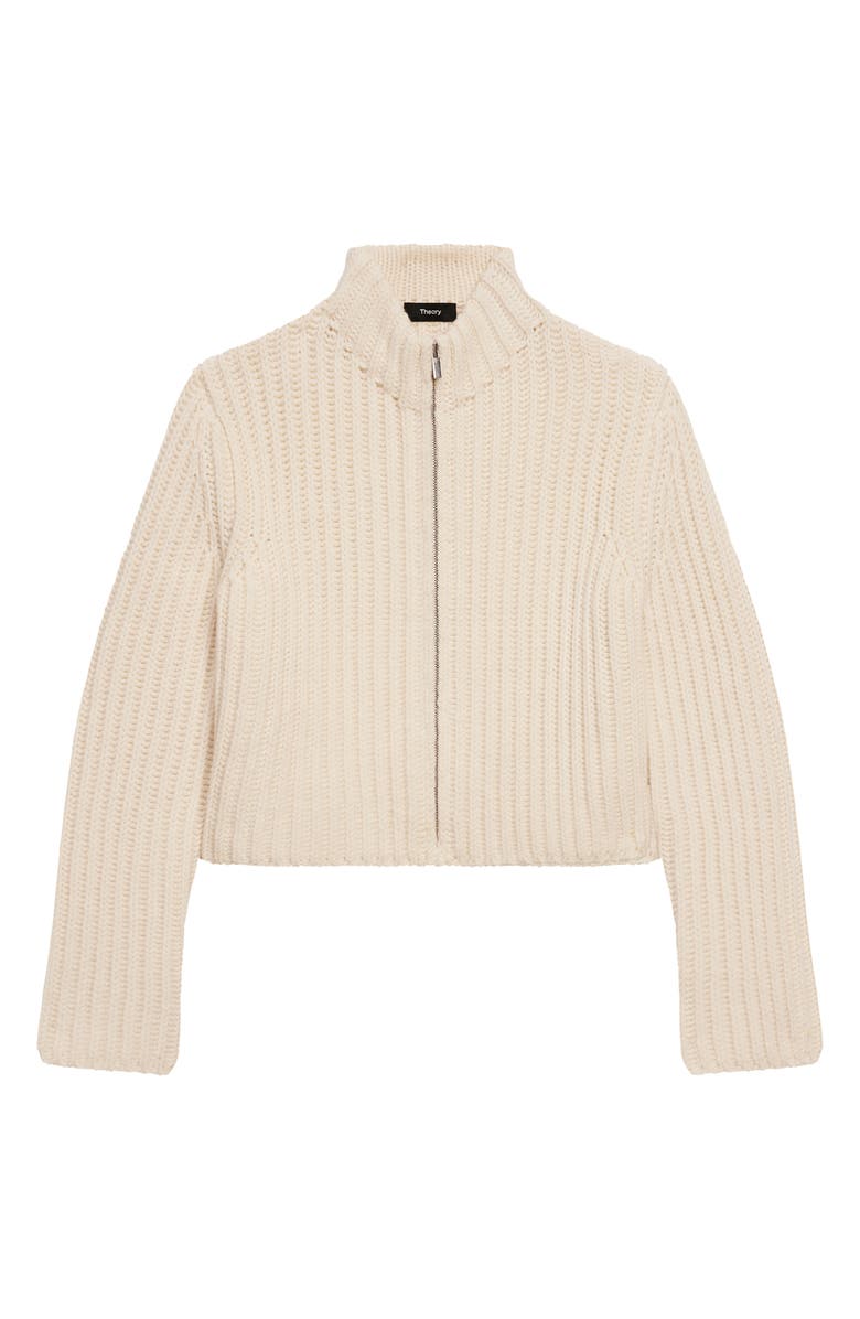 Theory Felted Wool & Cashmere Zip Cardigan, Alternate, color, Ivory