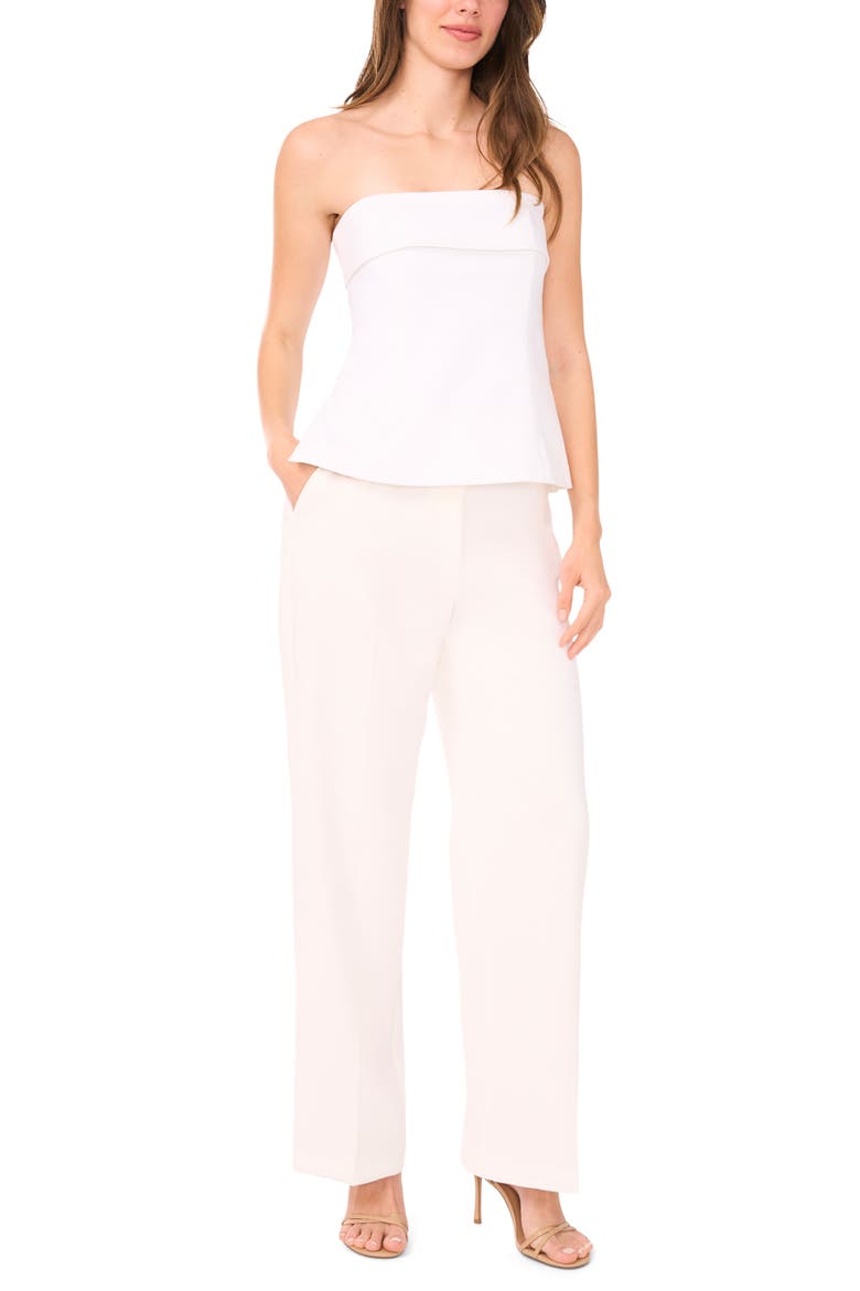 Tailored Foldover Strapless Top, Alternate, color, BRIGHT WHITE