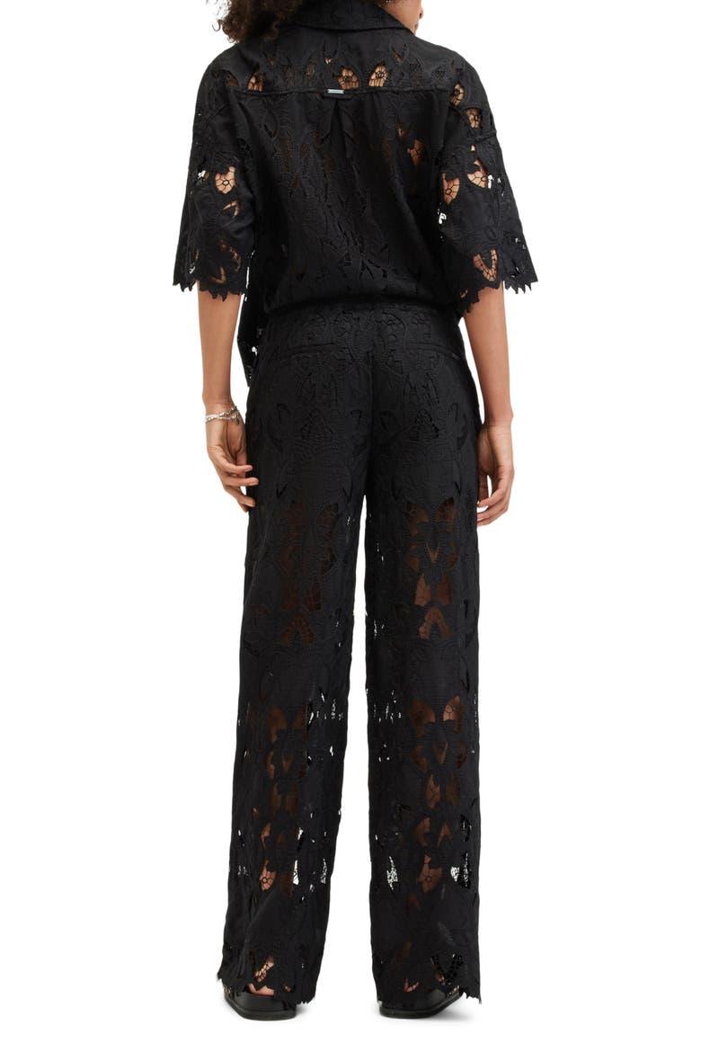 Charli Embroidered Wide Leg Pants, Alternate, color, BLACK