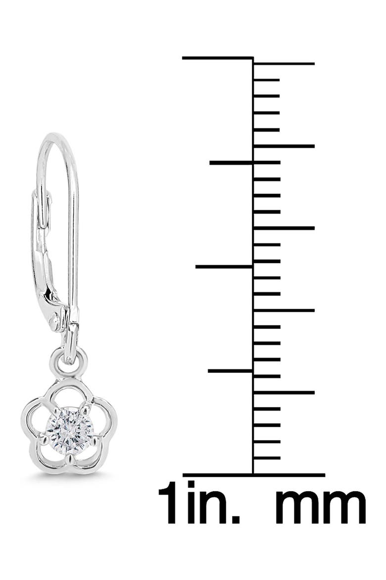Kids' Flower Cubic Zirconia Drop Earrings, Alternate, color, SILVER