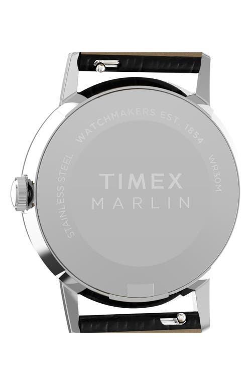 Timex ® Marlin® Croc Embossed Leather Strap Watch, 34mm In Black