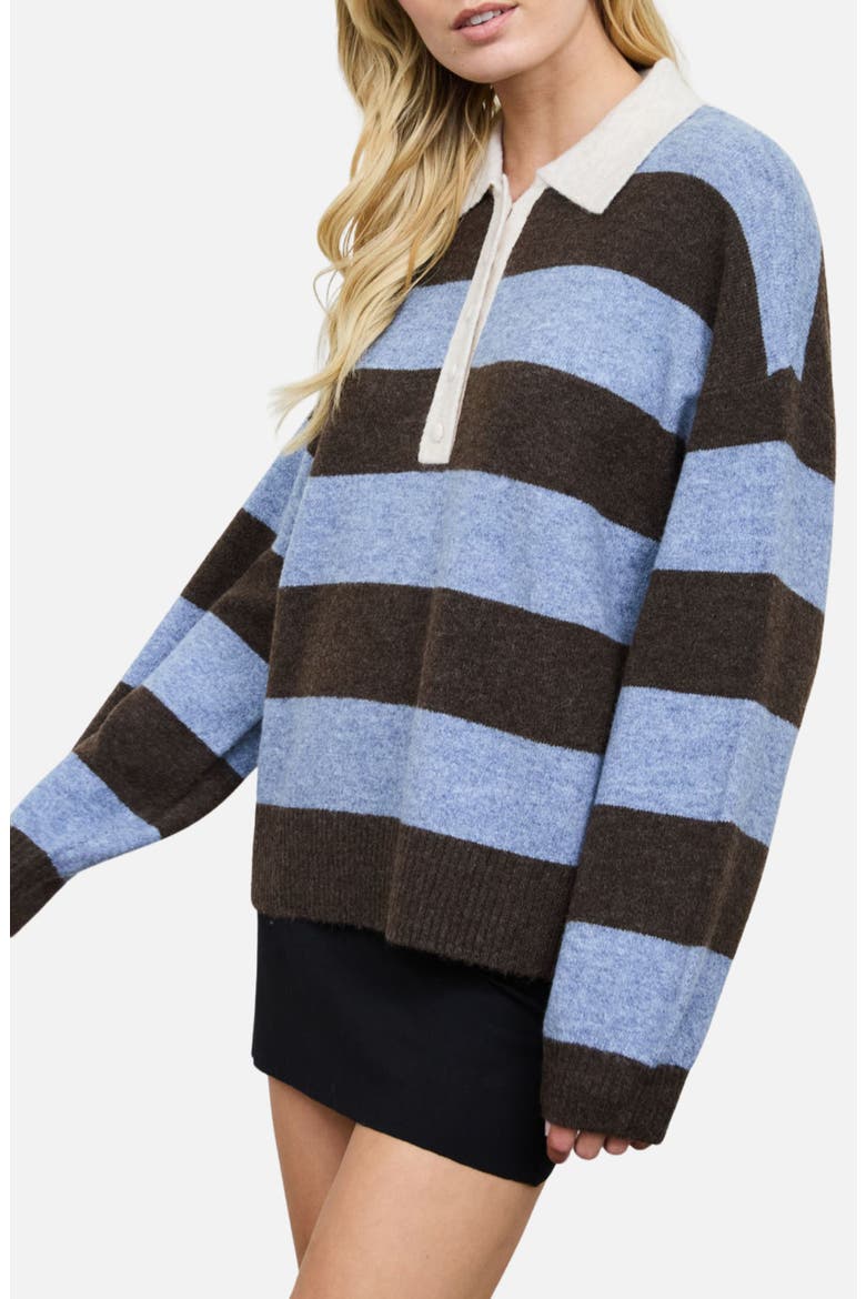 Stripe Polo Sweater, Alternate, color, DUSTY BLUE MULTI