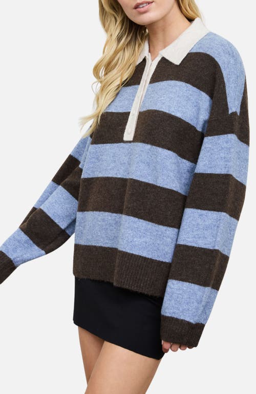 Blu Pepper Stripe Polo Sweater In Multi