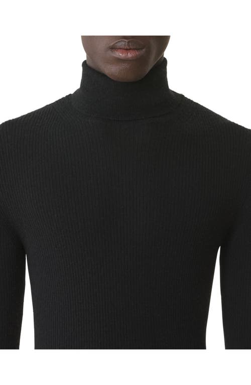 Lanvin Turtleneck Sweater In Merino Wool And Silk In Black