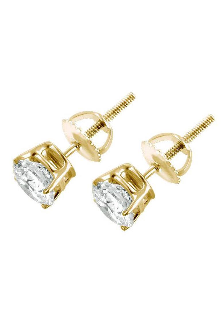 3ct TDW Diamond Studs 14K Gold Lab Grown Screw Back Earrings, Alternate, color, 14k Yellow Gold