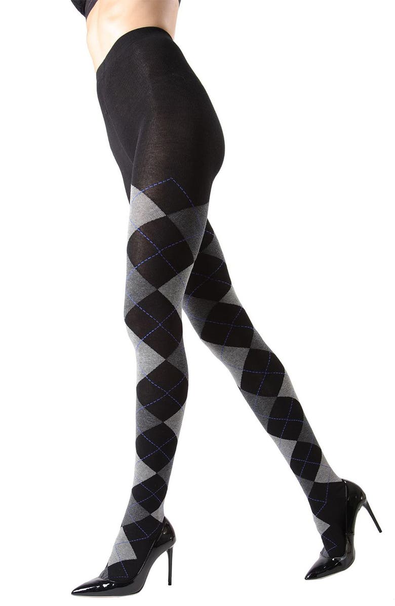 MeMoi Argyle Sweater Tights, Main, color, Dark Gray Heather