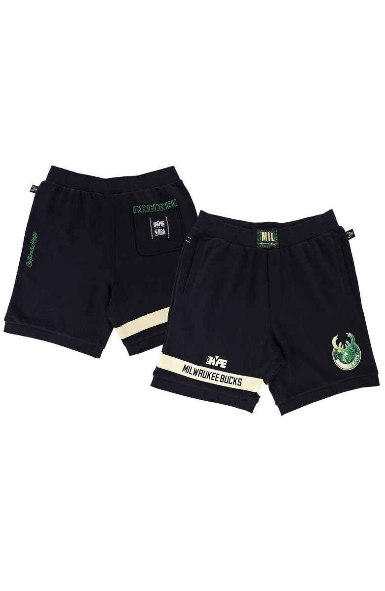Two Hype Unisex NBA x Two Hype  Black Milwaukee Bucks Culture & Hoops Premium Classic Fleece Shorts, Alternate, color, Black