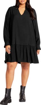 City Chic Laylo Ruffle Hem Long Sleeve Dress