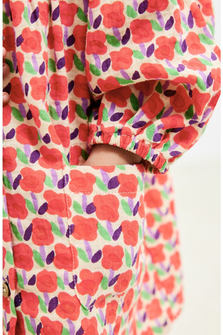 Kids' Floral Long Sleeve Cotton Dress, Alternate, color, RED