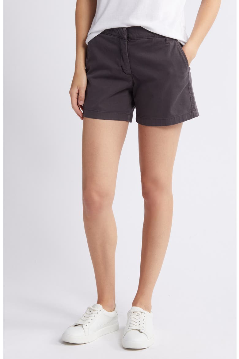 Twill Shorts, Main, color, GREY EBONY