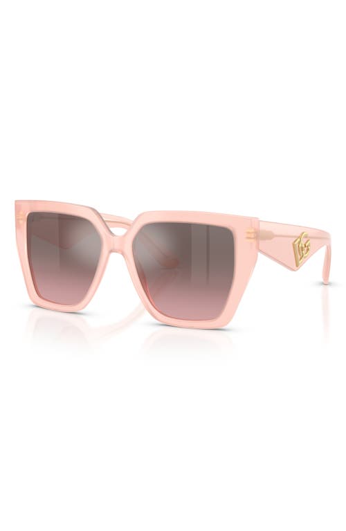 Dolce & Gabbana Dolce&gabbana 55mm Square Sunglasses In Opal Pink Mirror Silver