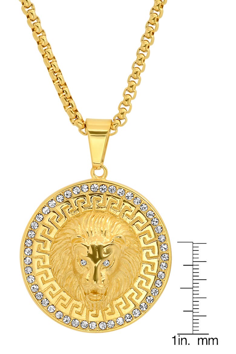 Pave Lion Head Pendant Necklace, Alternate, color, YELLOW