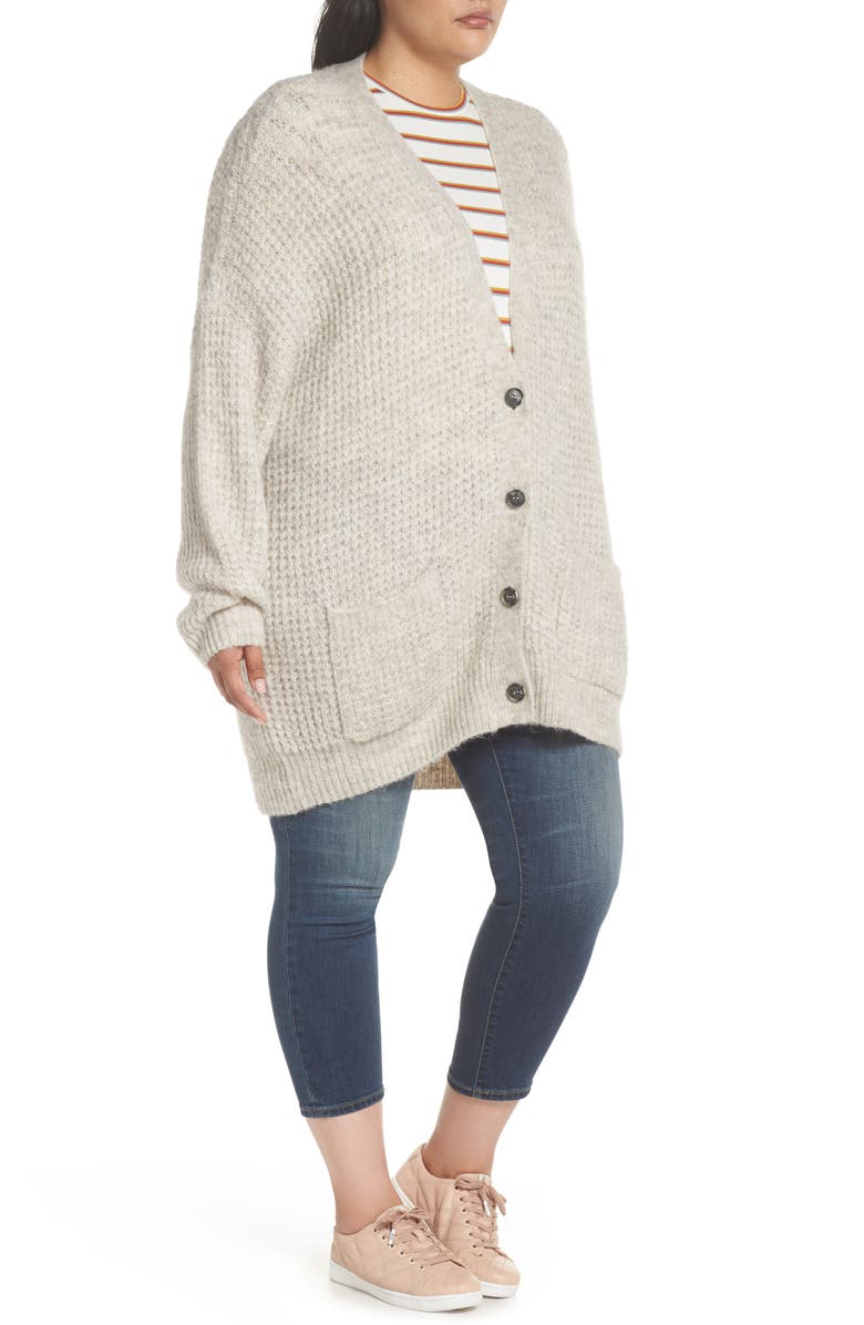 BP. Oversized Waffle Stitch Cardigan, Alternate, color, 