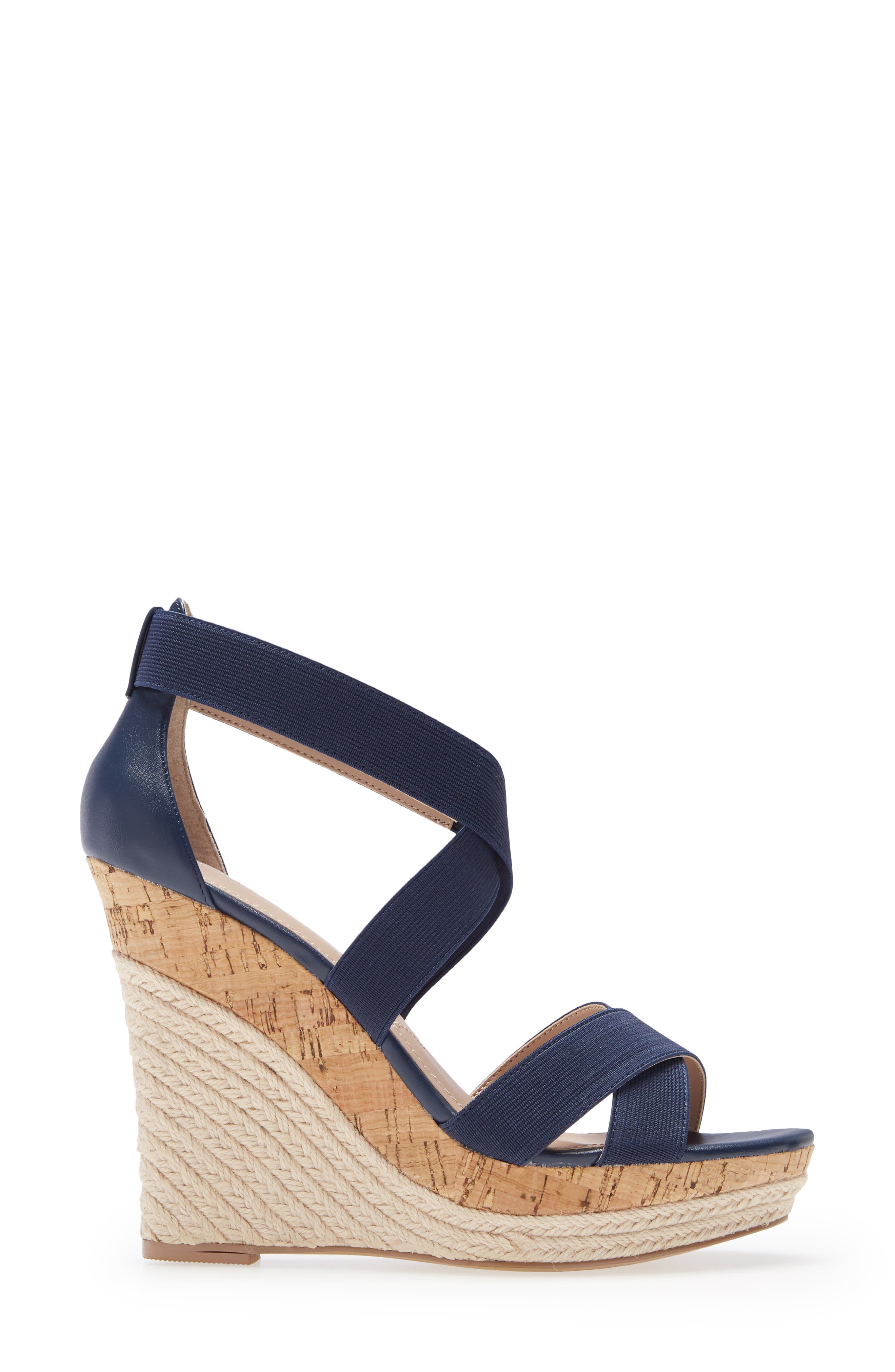 Azures Platform Wedge Sandal, Alternate, color, NAVY LEATHER