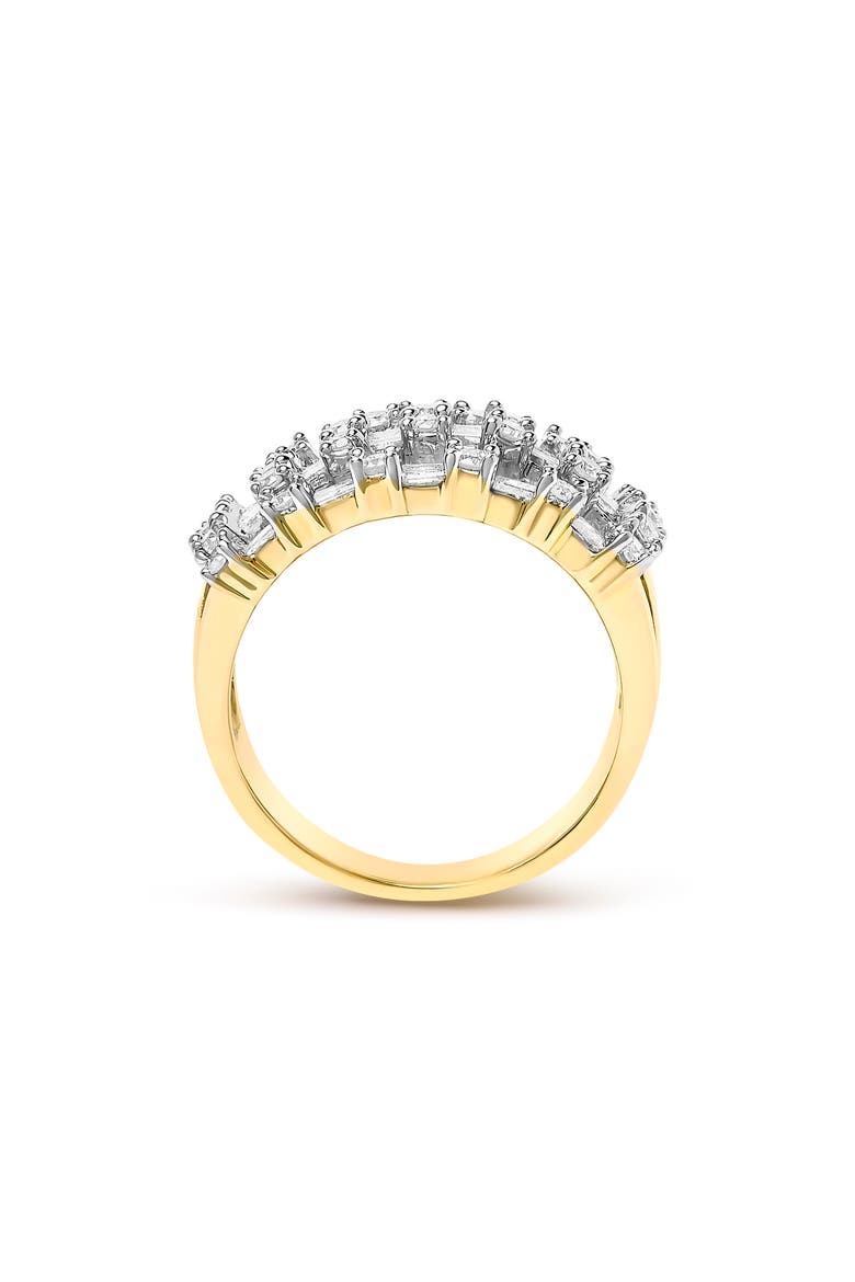 14K Yellow Gold 1.0 Cttw Round and Baguette Diamond Multi-Row Band Ring, Alternate, color, Yellow Gold