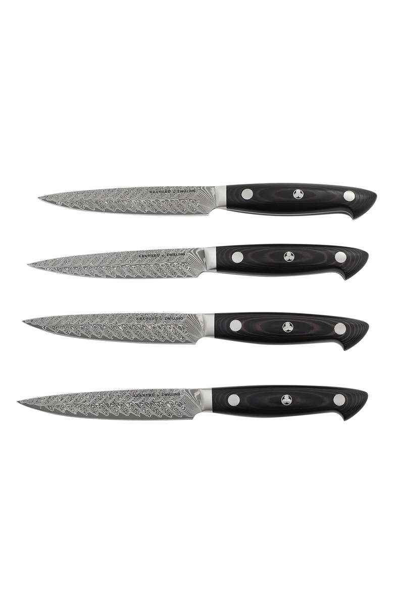 ZWILLING Kramer Euroline Damascus Collection 4-Piece Steak Knives Set, Main, color, Stainless Steel
