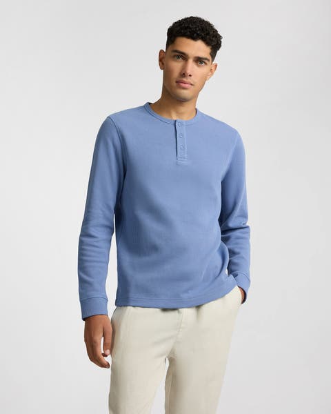 Heavyweight Cotton Waffle Henley Sweatshirt