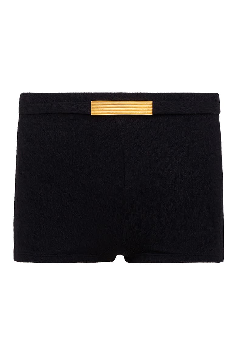 Monica High Waist Swim Shorts, Alternate, color, BLACK