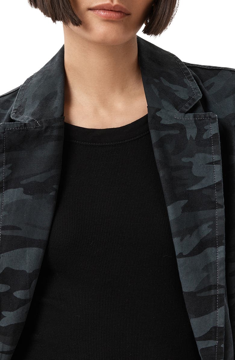 AllSaints Aleida Camo Denim Blazer, Alternate, color,