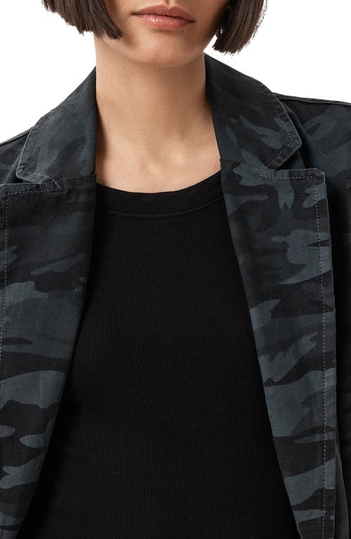 Allsaints Womens Camo Ink Blue Aleida Notch-lapel Tailored Denim Blazer In Black