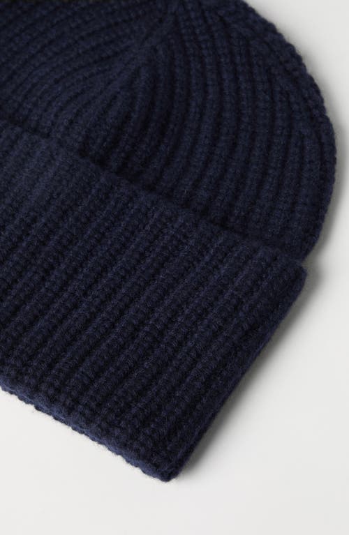 Brunello Cucinelli Cashmere Rib Knit Beanie In Navy Blue