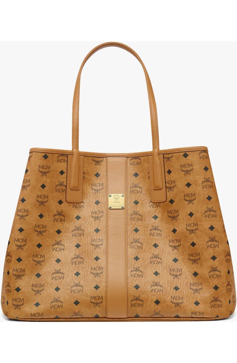 MCM Large Reversible Liz Shopper in Visetos, Alternate, color, Cognac
