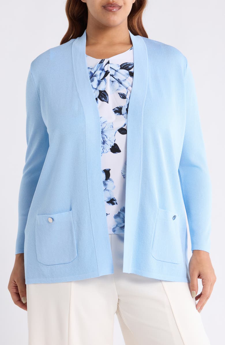 Anne Klein Malibu Open Front Cardigan, Main, color, Lakeshore