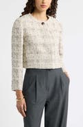 Nordstrom Collarless Cropped Tweed Jacket