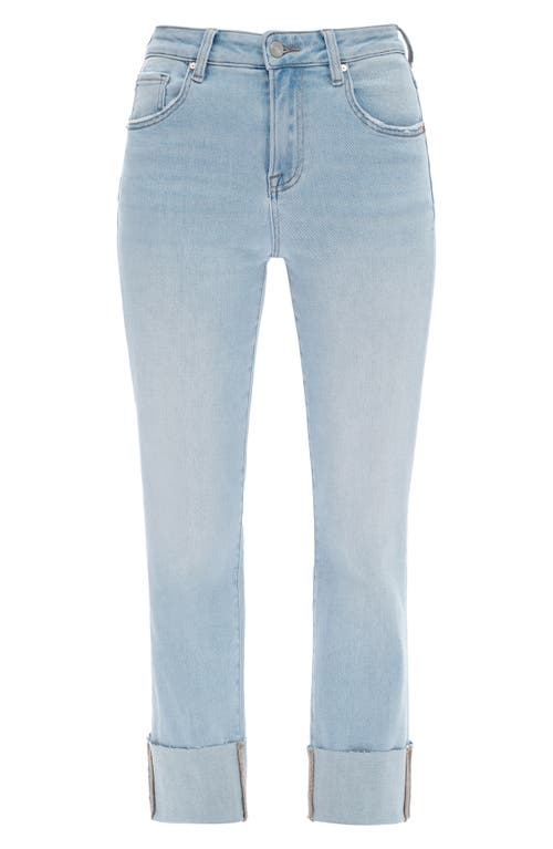 Bayeas High Waist Cuffed Raw Hem Straight Leg Jeans In Blue